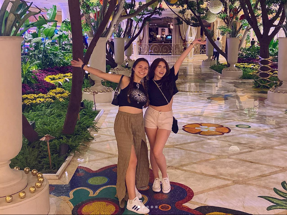 Friends at a Vegas mall garden